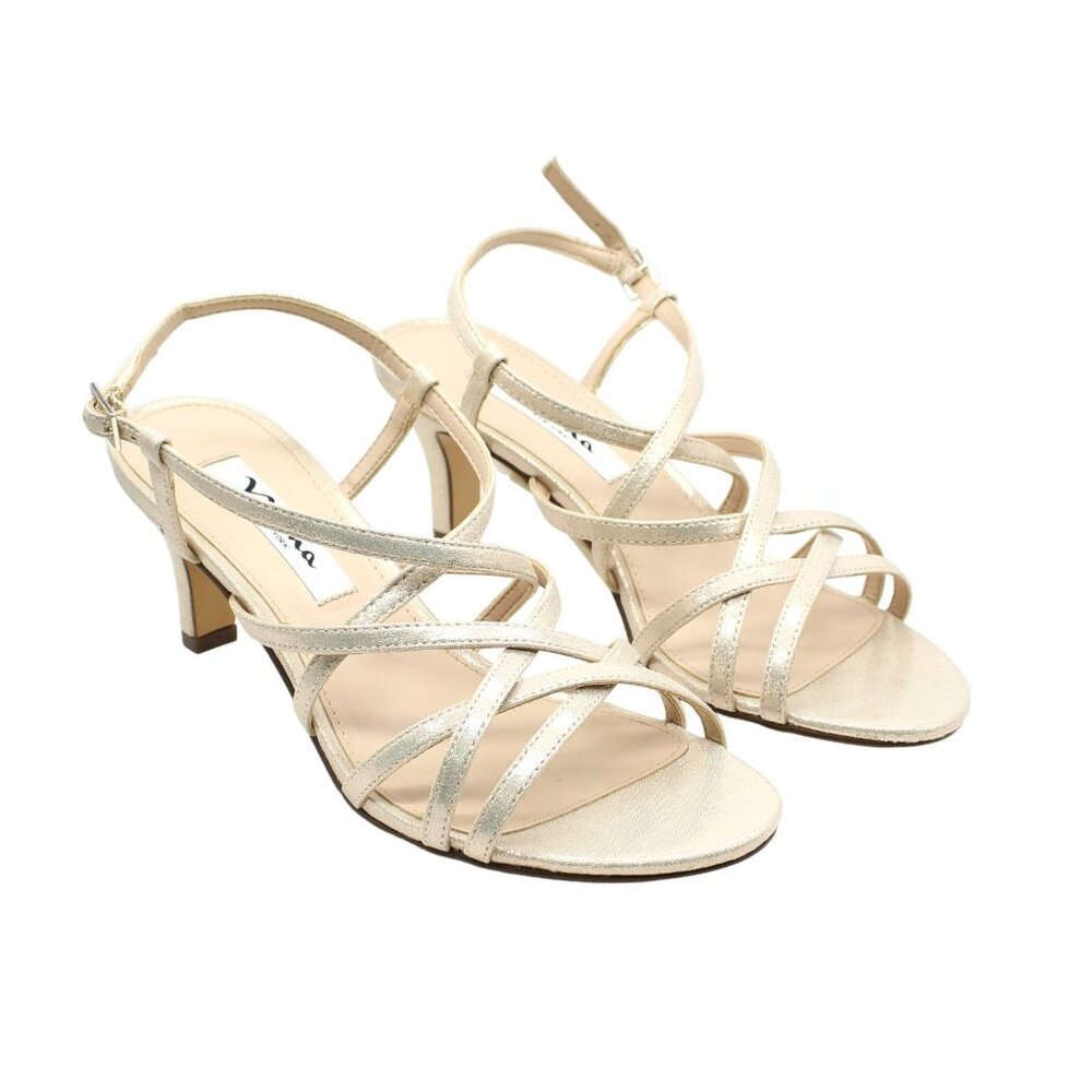 Nina Women Strappy Almond Toe Sculpted Heel Buckle Dress  Sandals